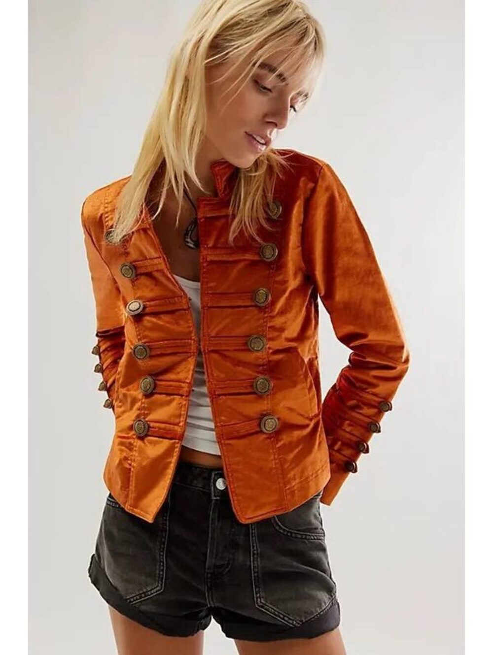Free People Velvet Military Jacket XL